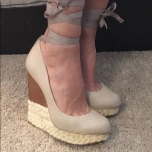 BCBG Max Azria Lace up Espadrille Wedges